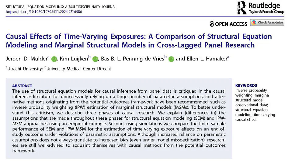 Causal effects of time-varying exposures: A comparison of structural equation modeling and marginal structural models in cross-lagged panel research