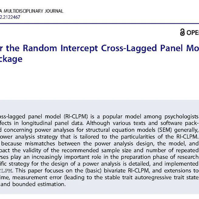 Power analysis for the random intercept cross-lagged panel model using the powRICLPM R-package